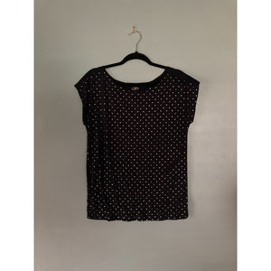 Ann Taylor Loft navy polka dot sleeveless top size large